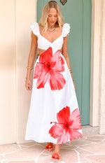 Kaden White Floral Print Maxi Dress Image