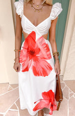 Kaden White Floral Print Maxi Dress Image