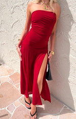 Morrigan Red Strapless Maxi Dress Image