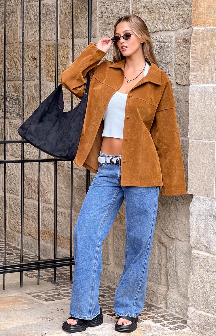 Suki Tan Suede Oversized Jacket Image