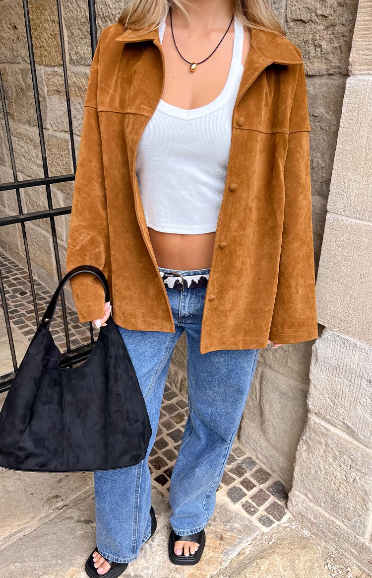 Suki Tan Suede Oversized Jacket Image