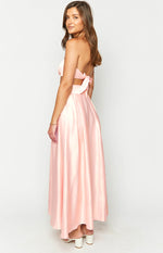 Nakiyah Pink Satin High Waisted Maxi Skirt Image
