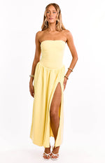 Nate Yellow Strapless Formal Maxi Dress Image