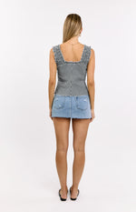 Neevie Black Gingham Tie Top Image