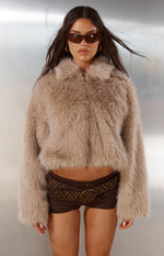 Nero Light Brown Faux Fur Jacket Image