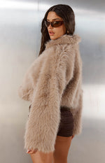 Nero Light Brown Faux Fur Jacket Image
