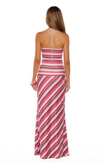 Nicoby Pink Multi Stripe Halter Maxi Dress Image