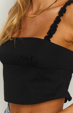 Norila Tie Back Black Top Image