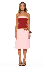 Orlanda Pink Contrast Bind Midi Skirt Image