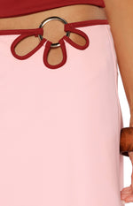 Orlanda Pink Contrast Bind Midi Skirt Image