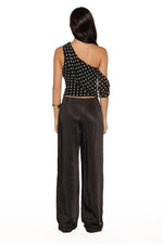 Orla Black Satin Straight Leg Pants Image