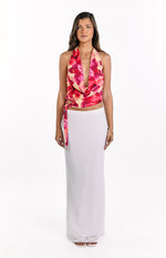 Ostara Yellow Orchid Cowl Neck Tie Top Image