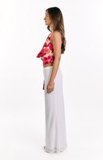 Ostara Yellow Orchid Cowl Neck Tie Top Image