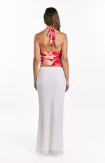 Ostara Yellow Orchid Cowl Neck Tie Top Image
