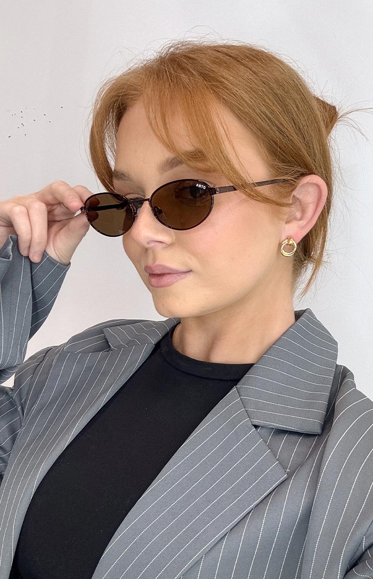 Otra Eyewear Rosie Brown Oval Sunglasses Image