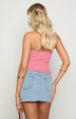Paisley Red Gingham Strapless Top Image