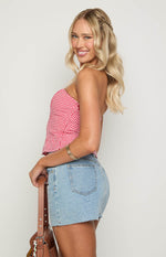 Paisley Red Gingham Strapless Top Image
