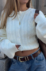 Percy Cream Cable Knit Cardigan Image