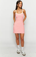 Peta Pink and White Contrast Mini Dress