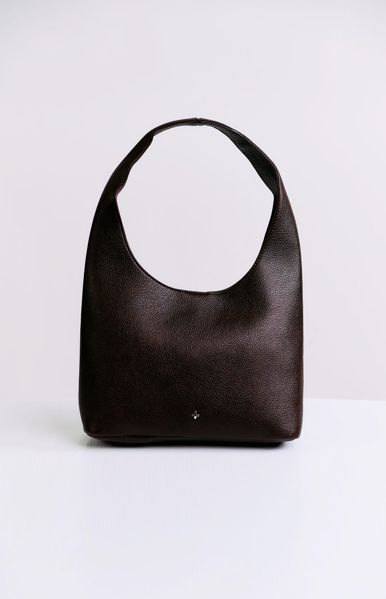Peta & Jain Jenni Chocolate Pebbled Studded PU Bag Image