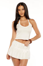 Peyton White Ruched Mini Skirt Image