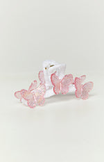 Pink Iridescent Butterfly Claw Clip Image