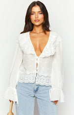 Poppie White Long Sleeve Top Image