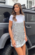 Priya Silver Sequin Mini Dress Image