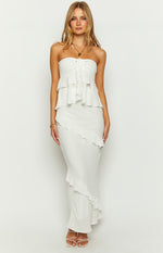 Raleigh White Ruffle Maxi Skirt Image