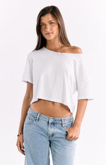 Reborn White Boxy Cropped Tee Image