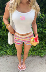 Remie Cream Stripe Knit Shorts Image