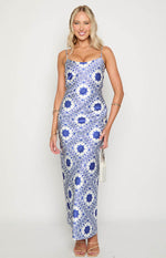 Renesmee Navy Tile Print Maxi Dress Image