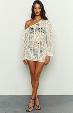 Riga White Long Sleeve Mini Dress Image