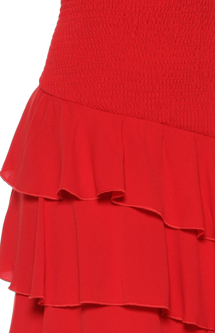 Riles Red Strapless Ruffle Maxi Dress Image