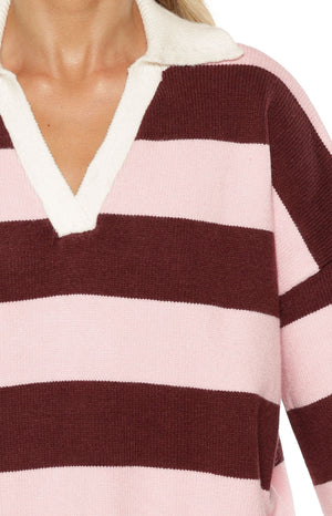 Rina Pink Stripe Polo