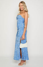 Rita Blue Sequin Strapless Maxi Dress Image
