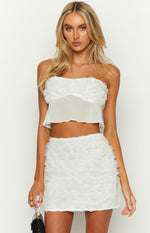 Roaslie White Strapless Crop Top Image