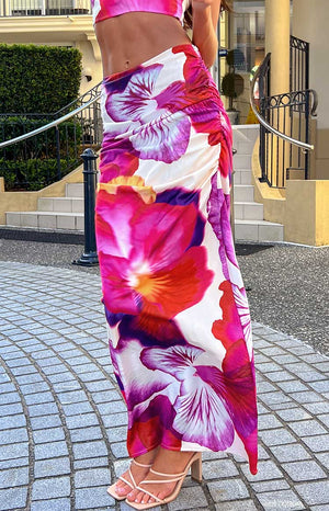 Pink and Purple Floral Maxi Skirt 