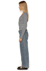 Ronney Navy Stripe Long Sleeve Top Image