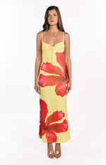 Rosalyn Red Hibiscus Print Maxi Dress Image
