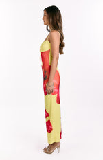 Rosalyn Red Hibiscus Print Maxi Dress Image