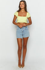 Rylee Yellow Chiffon Crop Top Image