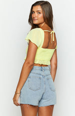 Rylee Yellow Chiffon Crop Top Image