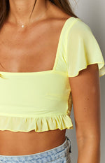 Rylee Yellow Chiffon Crop Top Image