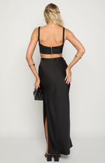 Sarah Black Corset Formal Maxi Dress Image