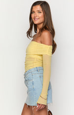 Sky Yellow Mesh Off Shoulder Top Image