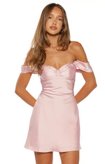 Sabitha Light Pink Off the Shoulder Mini Dress Image