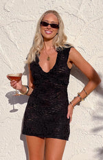 Sassie Black Lace Mini Dress Image