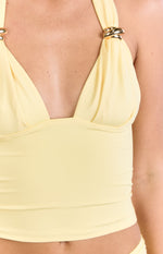 Say No More Yellow Trim Halter Top Image