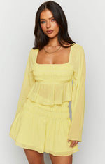 Sean Yellow Chiffon Long Sleeve Top Image